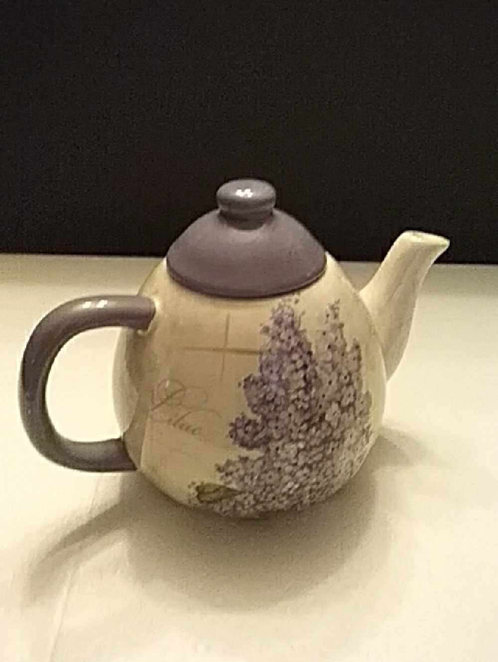 Floral Lilac Ceramic Teapot - Purple and Cream